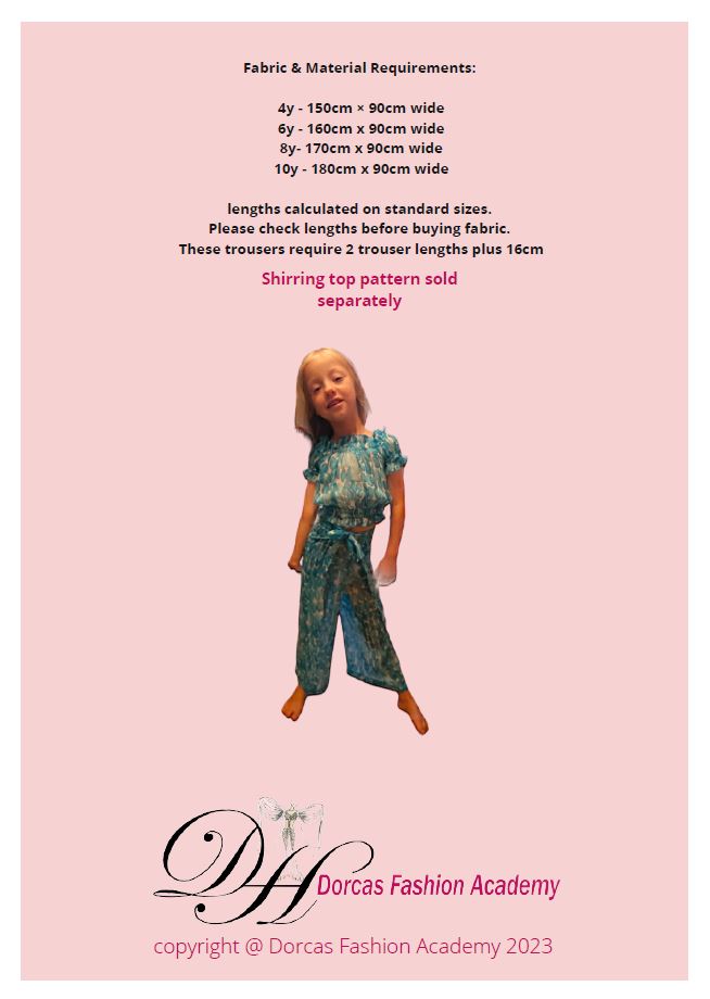 GIRL'S WRAP AROUND TROUSERS PDF SEWING PATTERN & INSTRUCTIONS