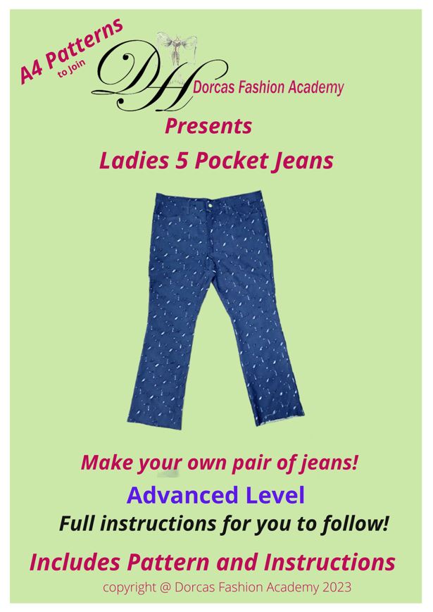 LADIES JEANS PDF SEWING PATTERN & TUTORIAL - DIGITAL DOWNLOAD