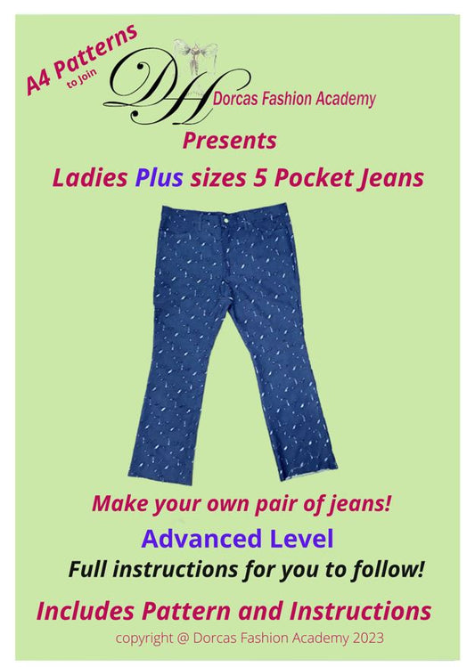PLUS SIZE LADIES JEANS PDF SEWING PATTERNS & INSTRUCTIONS. EASY DOWNLOAD