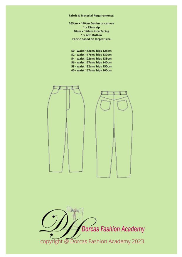 PLUS SIZE LADIES JEANS PDF SEWING PATTERNS & INSTRUCTIONS. EASY DOWNLOAD