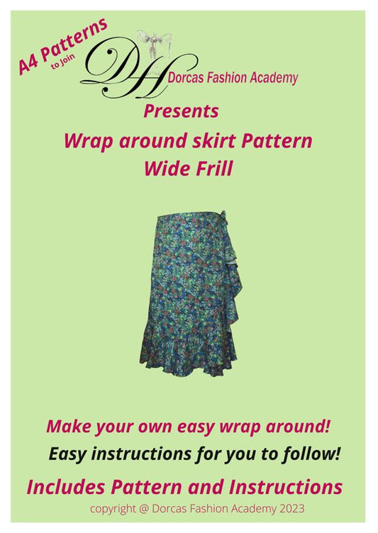 LADIES WRAP AROUND SKIRT WIDE FRILL SEWING PDF PATTERNS & INSTRUCTIONS XS TO XL