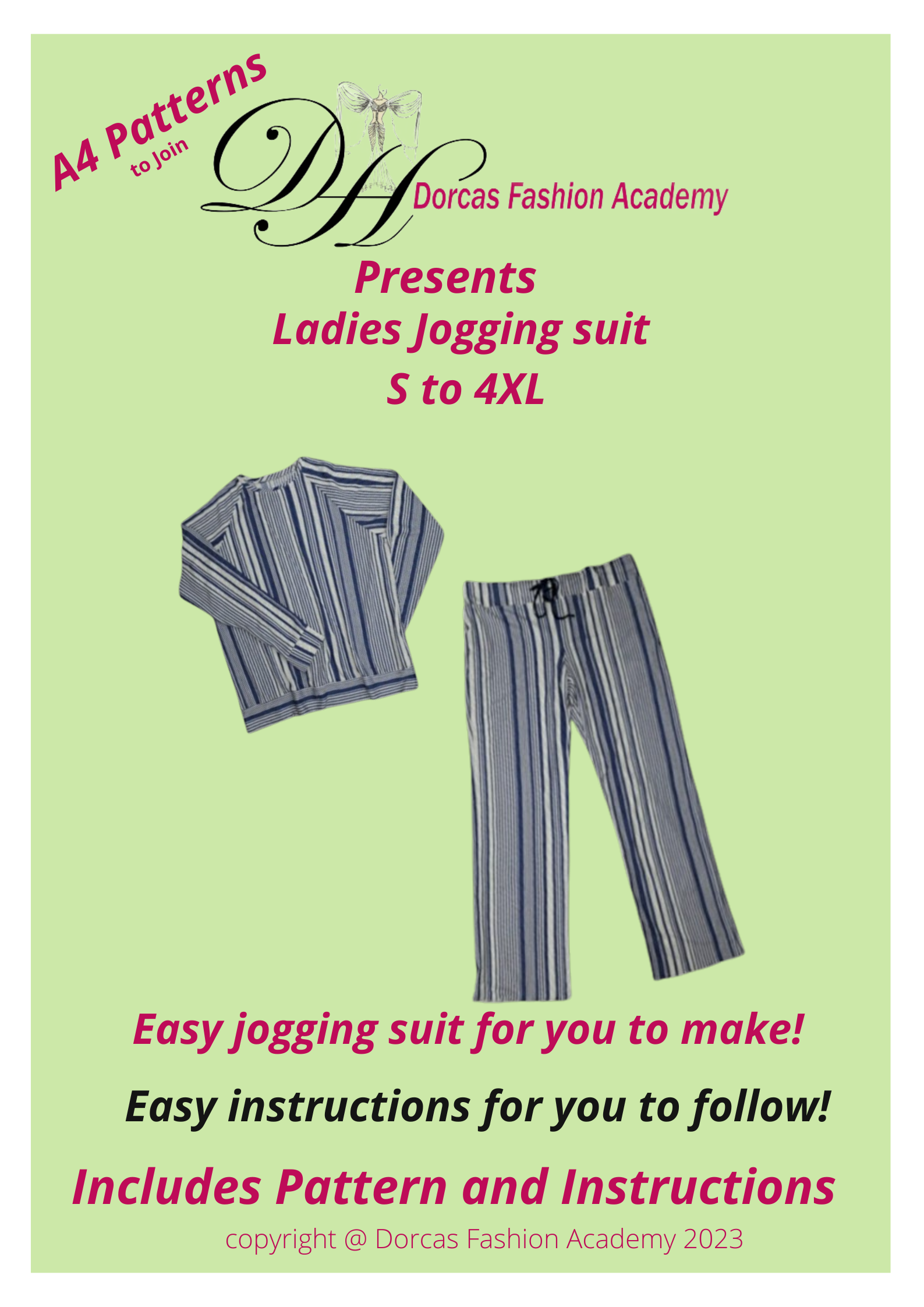 LADIES JOGGING SUIT TOP AND BOTTOM PDF SEWING PATTERNS AND TUTORIALS - SIZES S-3XL