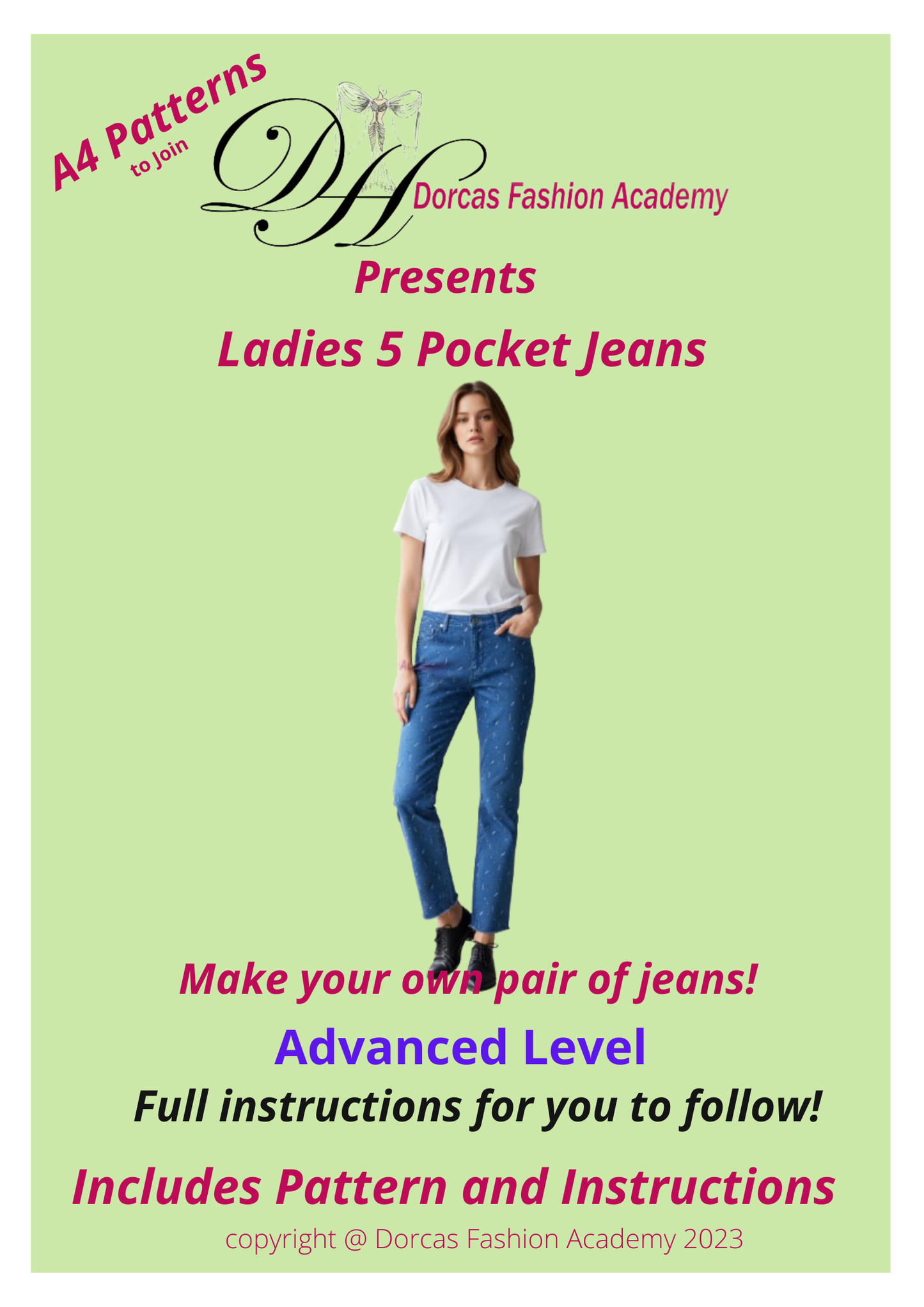 Ladies Jeans PDF Sewing Pattern & Tutorial - Digital Download