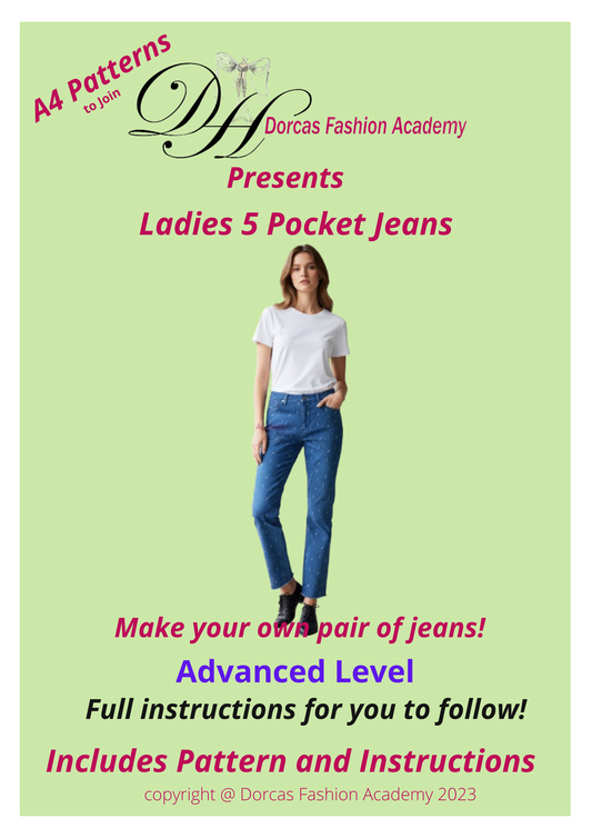 Ladies Jeans PDF Sewing Pattern & Tutorial - Digital Download