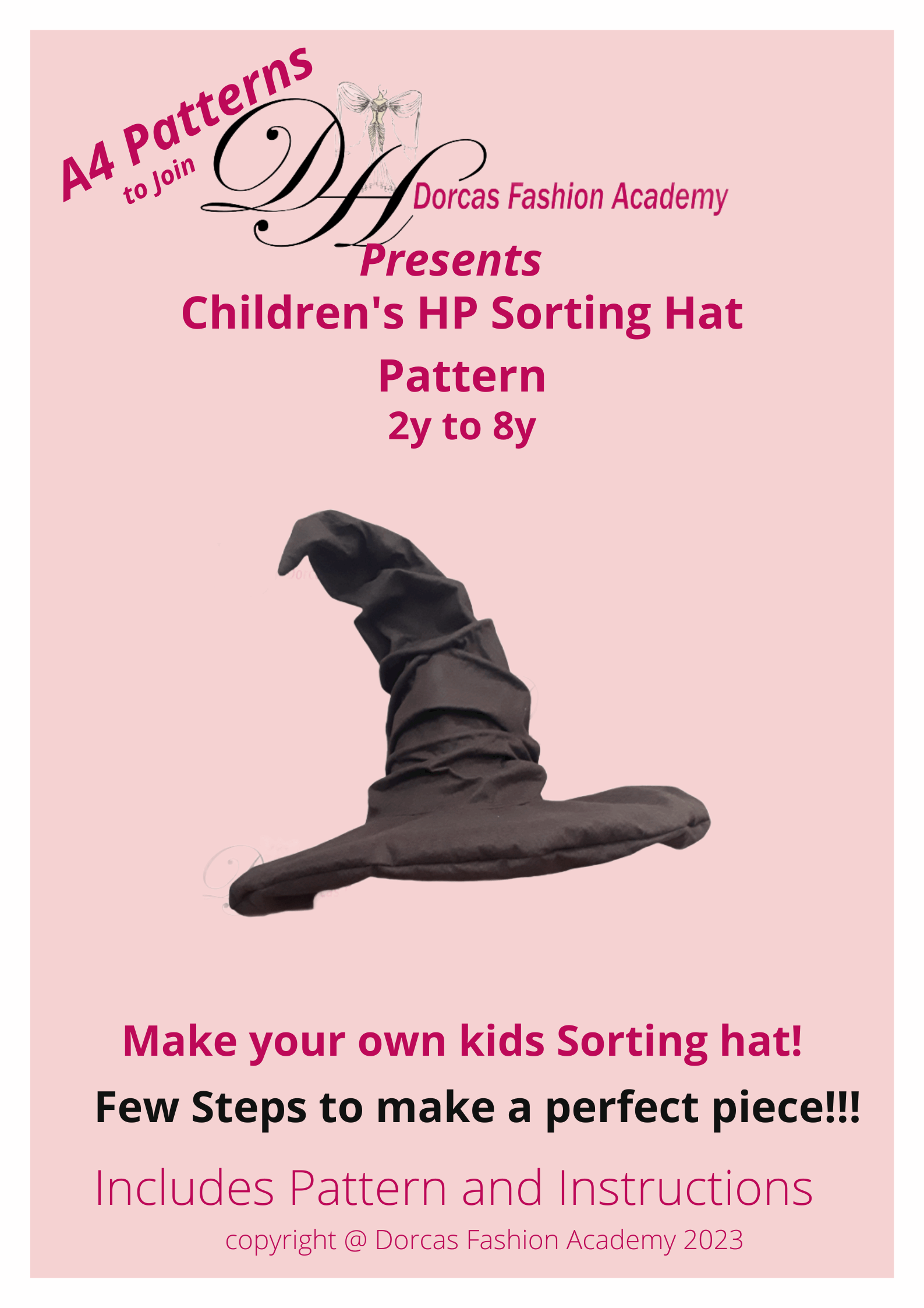 HP SORTING Hat sewing pattern & tutorial - CHILDRENS