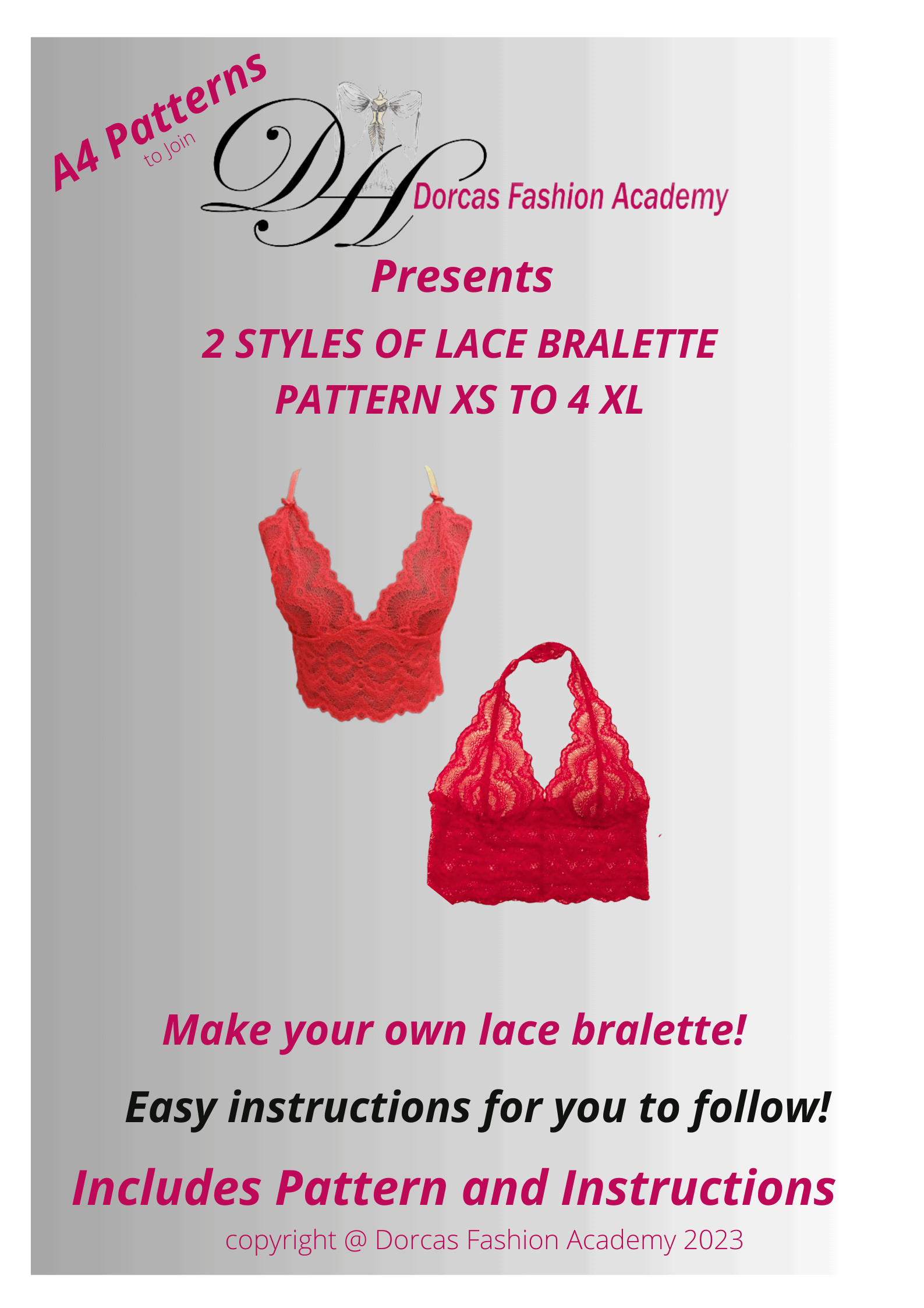 BRALETTE & CHEEKY PANTIES PDF SEWING PATTERNS AND TUTORIAL XS to 4XL