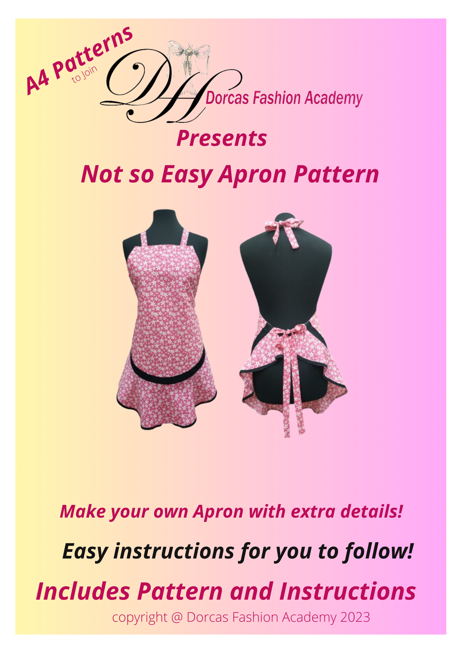 NOT SO EASY APRON SEWING PDF PATTERN AND INSTRUCTIONS