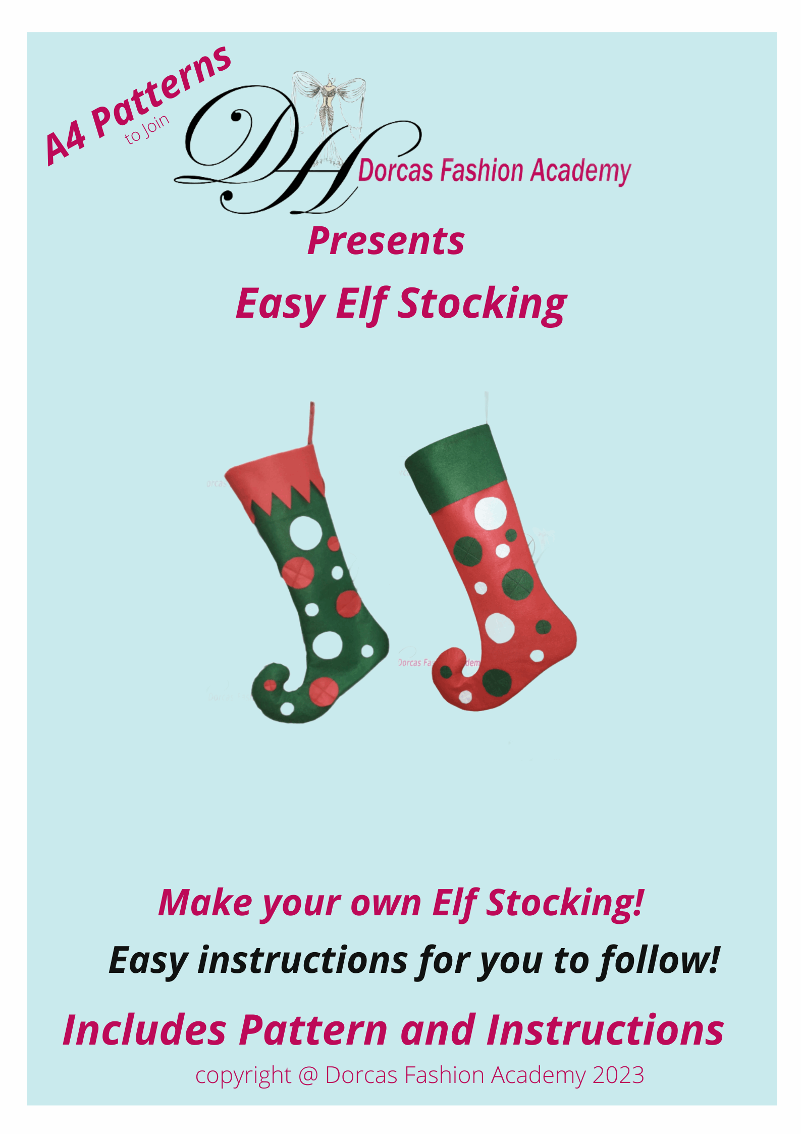 CHRISTMAS EASY ELF STOCKING PDF SEWING PATTERNS & TUTORIAL