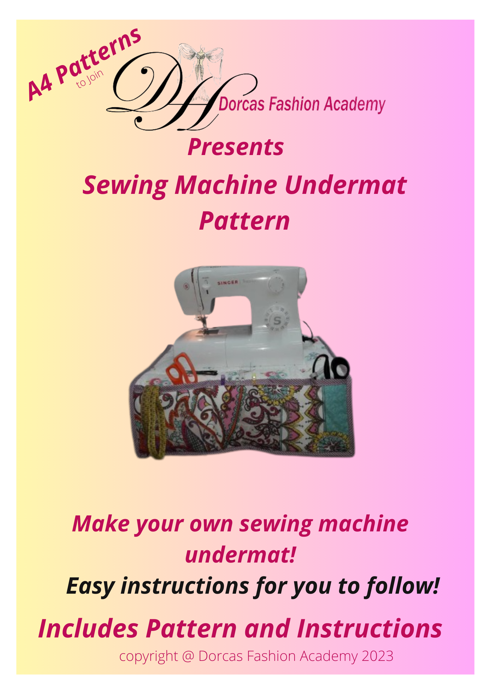 SEWING MACHINE UNDER MAT ORGANIZER - SEWING PDF PATTERNS AND INSTRUCTIONS