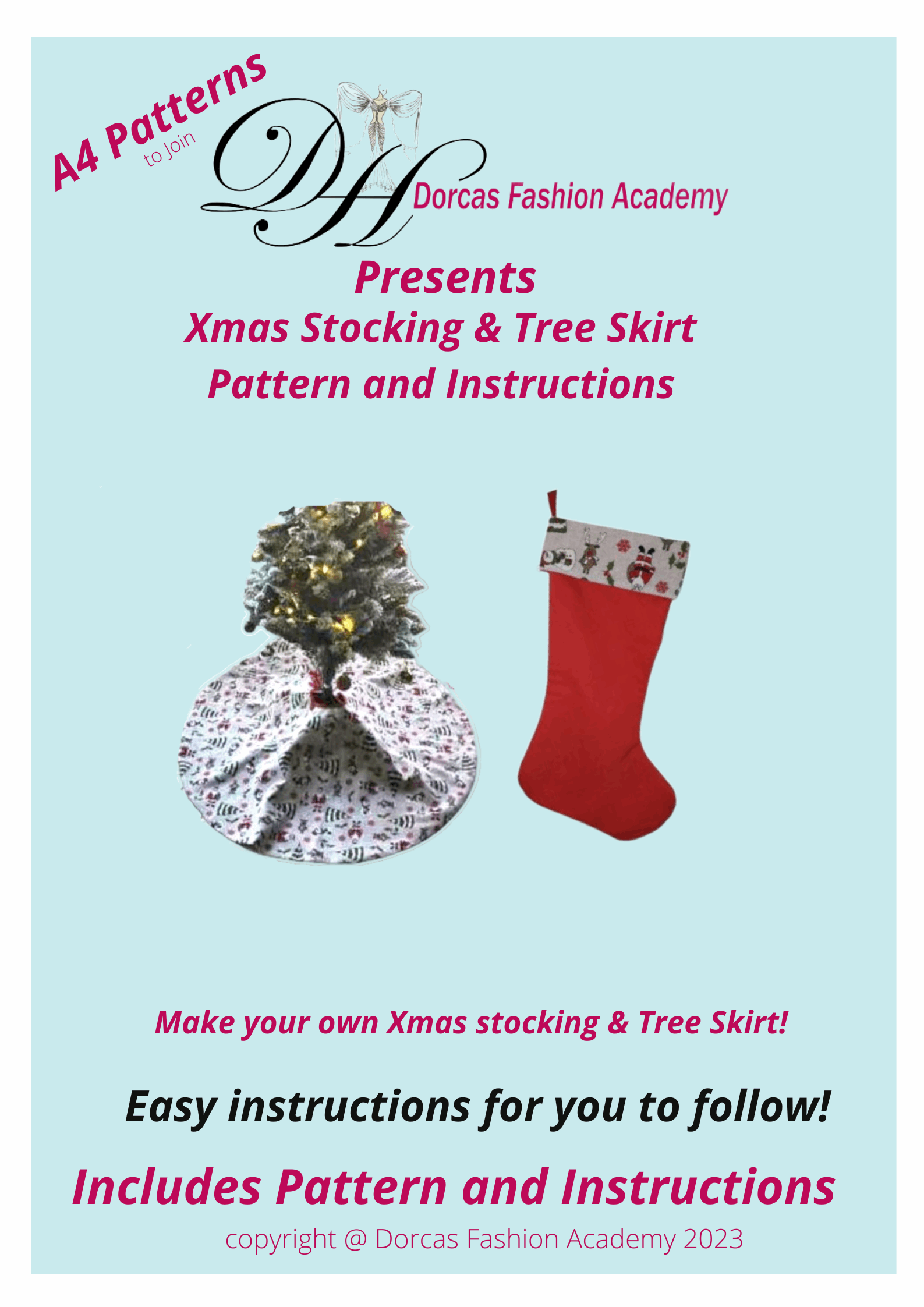 CHRISTMAS STOCKING & TREE SKIRT PDF SEWING PATTERNS & TUTORIAL