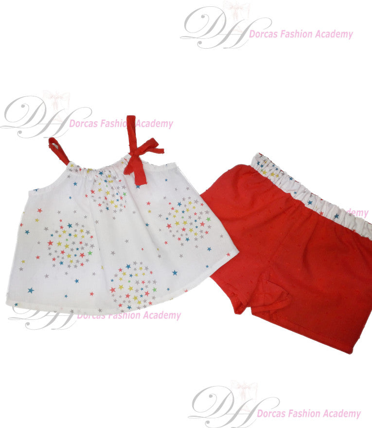 GIRLS TOP AND SHORTS PDF SEWING PATTERN AND TUTORIAL 3m-24m & 2y