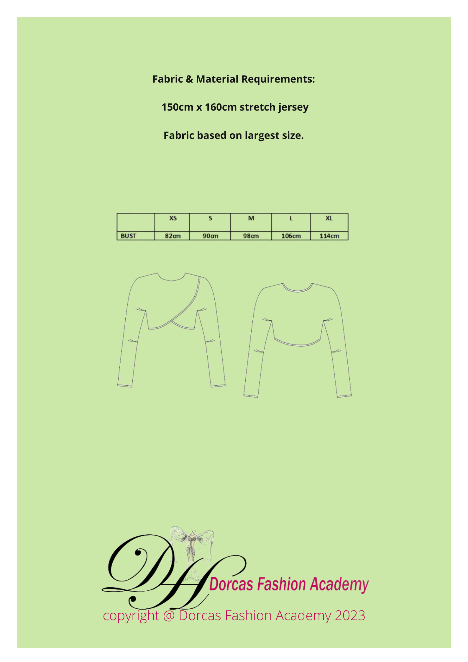 LADIES CROSSOVER JERSEY SHRUG SEWING PATTERN & INSTRUCTIONS XS TO XL