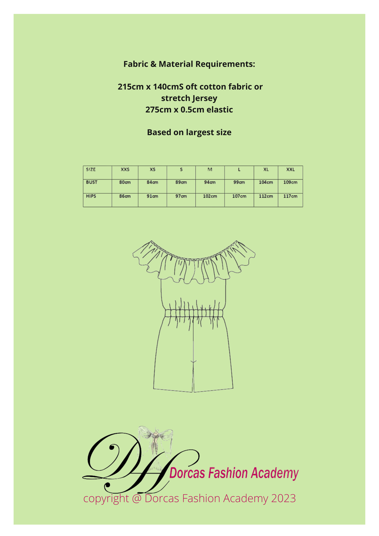 Ladies Frilly Jumpsuit PDF Sewing Pattern & Instructions - XXS-XXL