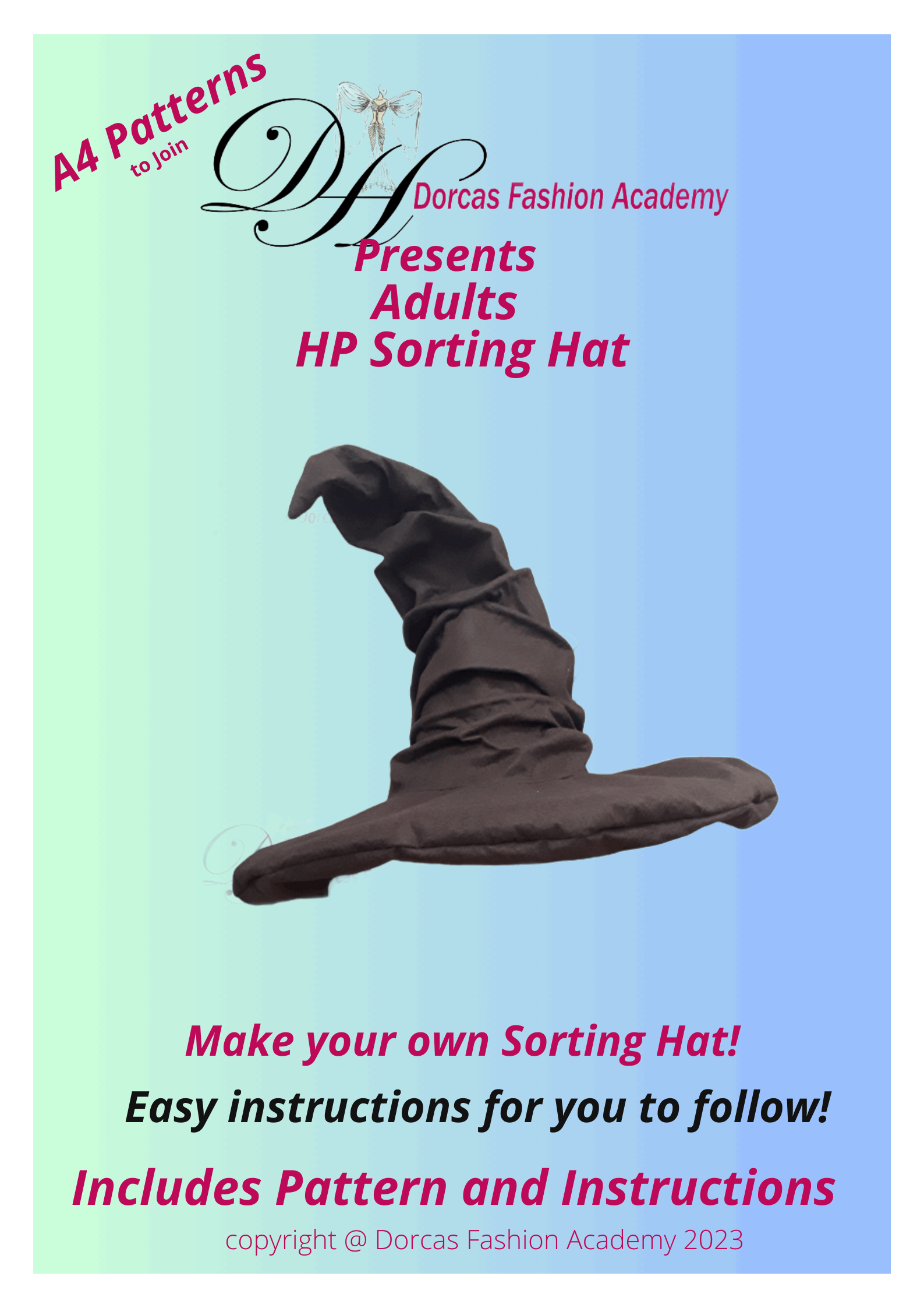 HP SORTING Hat sewing pattern & tutorial - CHILDRENS