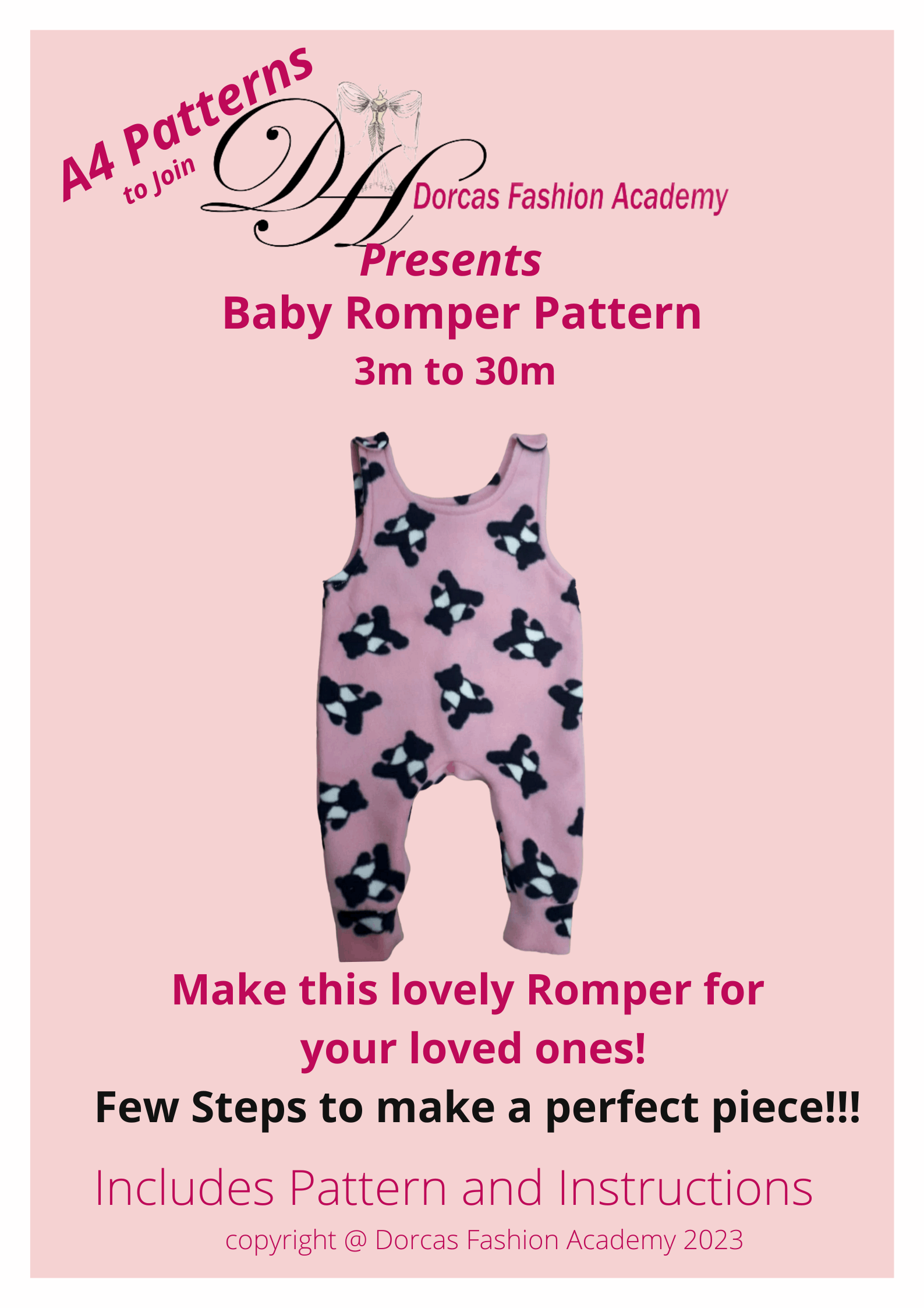 BABY/TODDLER ROMPER PDF SEWING PATTERN & TUTORIAL - 3m to 30m