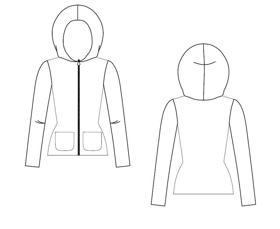 LADIES HOODED JACKET PDF SEWING PATTERN & INSTRUCTIONS S to 3XL