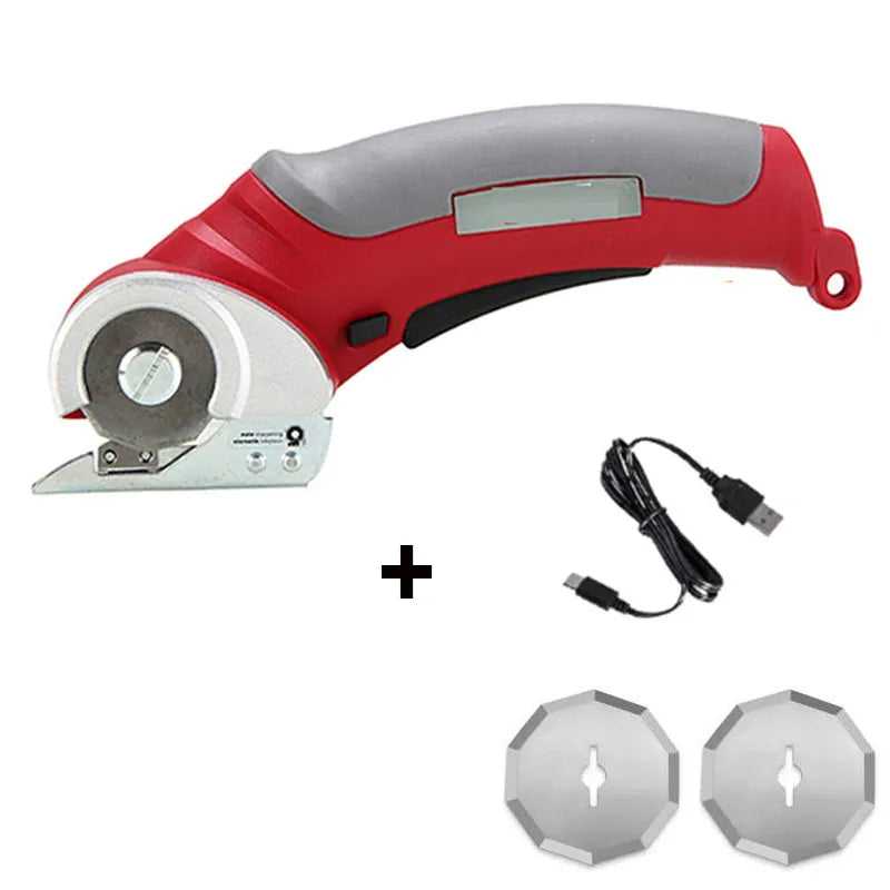 GREAT WORKING TOOLS Electric Scissors Box Cutter Electric Fabric Scissors  Cordless Electric Scissors Rechargeable Scissors - Red, 2 Blades