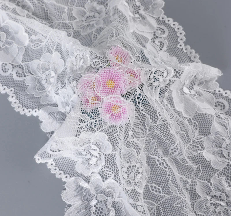 3 Yards Wide Elastic Lace Fabric 20cm - Stretchy Lace for Lingerie