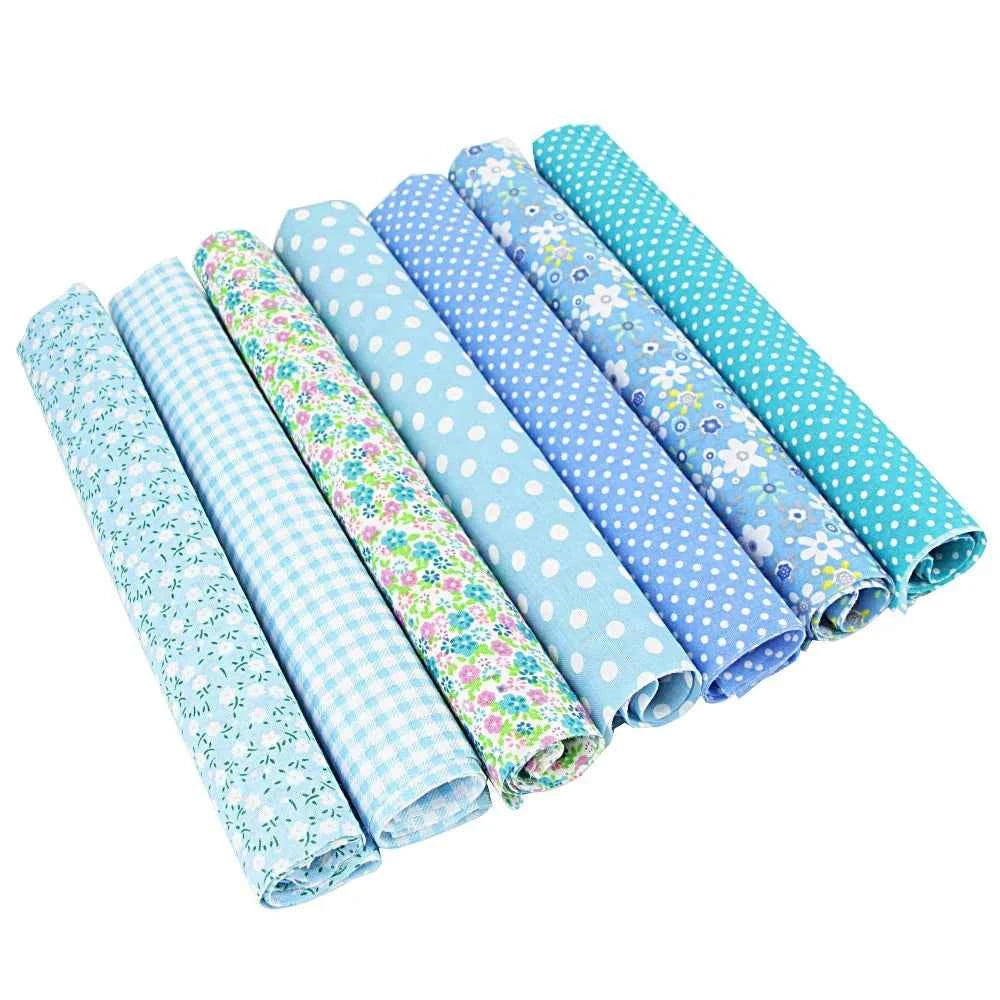 7-Pack Cotton Fabric Squares - Fat Quarters/Charm Packs for Quilting & Patchwork