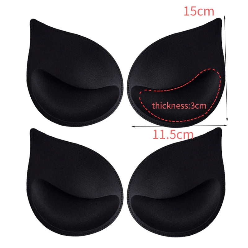 4-Pack Soft Sponge Bra Pads - Removable Push-Up Inserts for Bras, Bikinis & Swimsuits