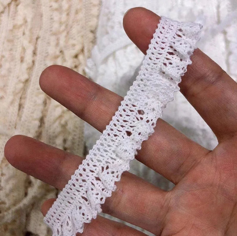 10 Meters Cotton Elastic Lace Trim 16mm - Stretchy Lace for Lingerie & Garments