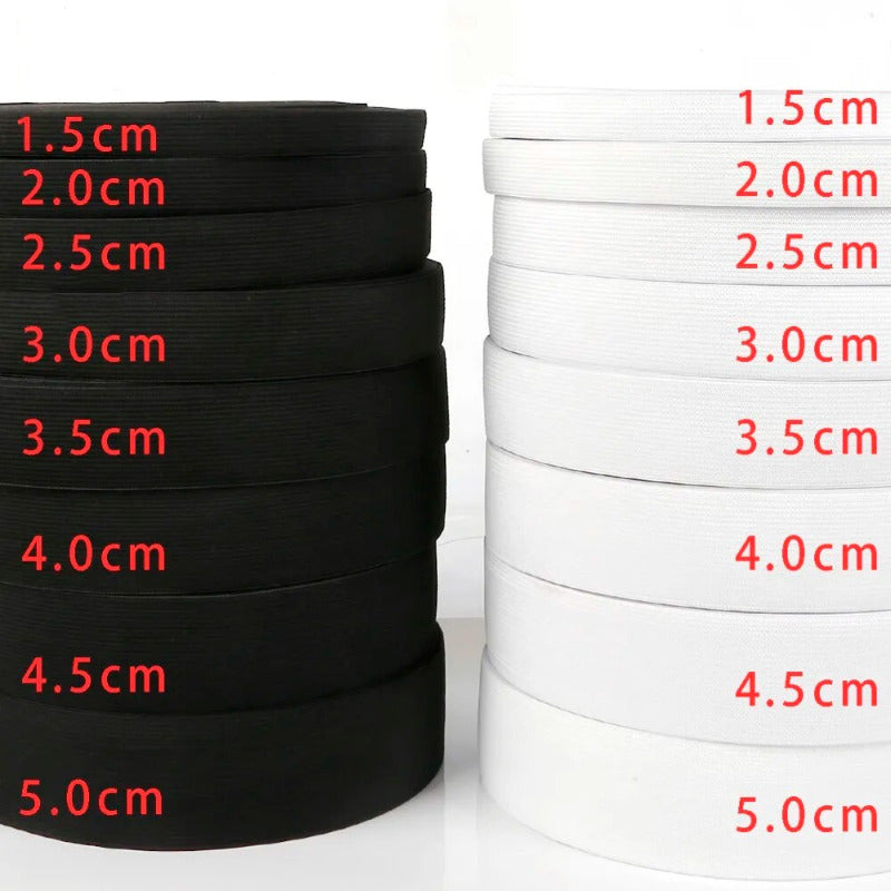Elastics  for Sewing, width 15mm - 50mm White/Black