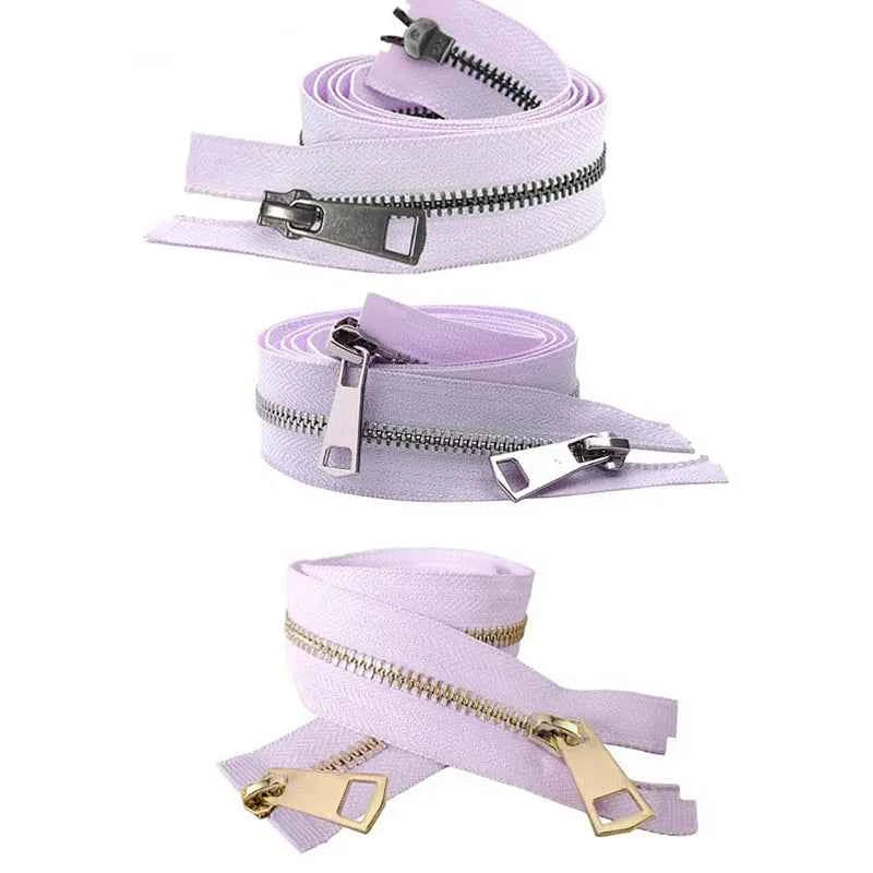 5# Open-End Metal Zippers with Double Sliders - 20-80cm Colorful Zippers for Jackets & Bags
