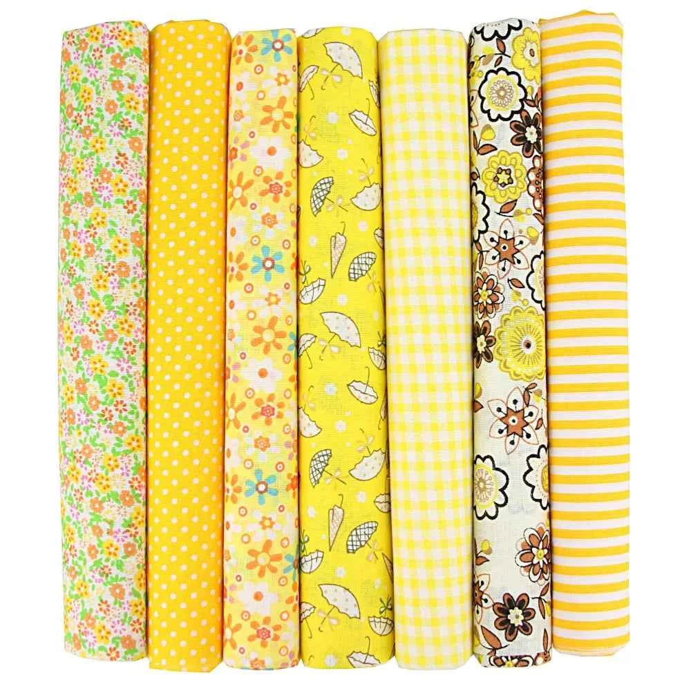 7-Pack Cotton Fabric Squares - Fat Quarters/Charm Packs for Quilting & Patchwork