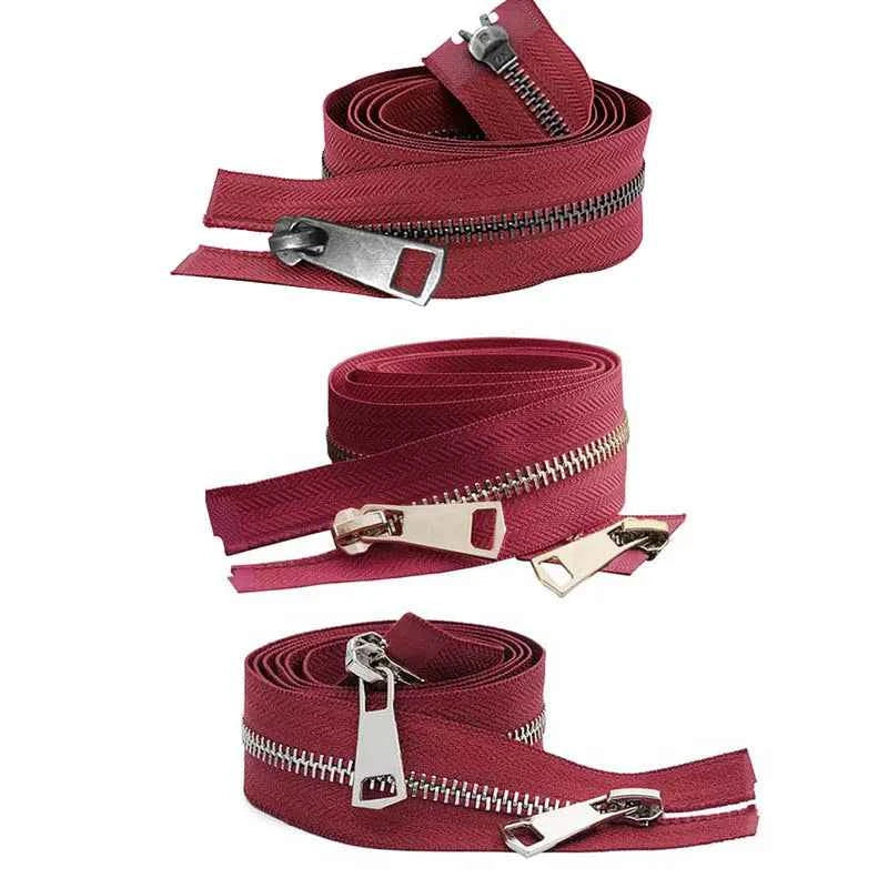 5# Open-End Metal Zippers with Double Sliders - 20-80cm Colorful Zippers for Jackets & Bags