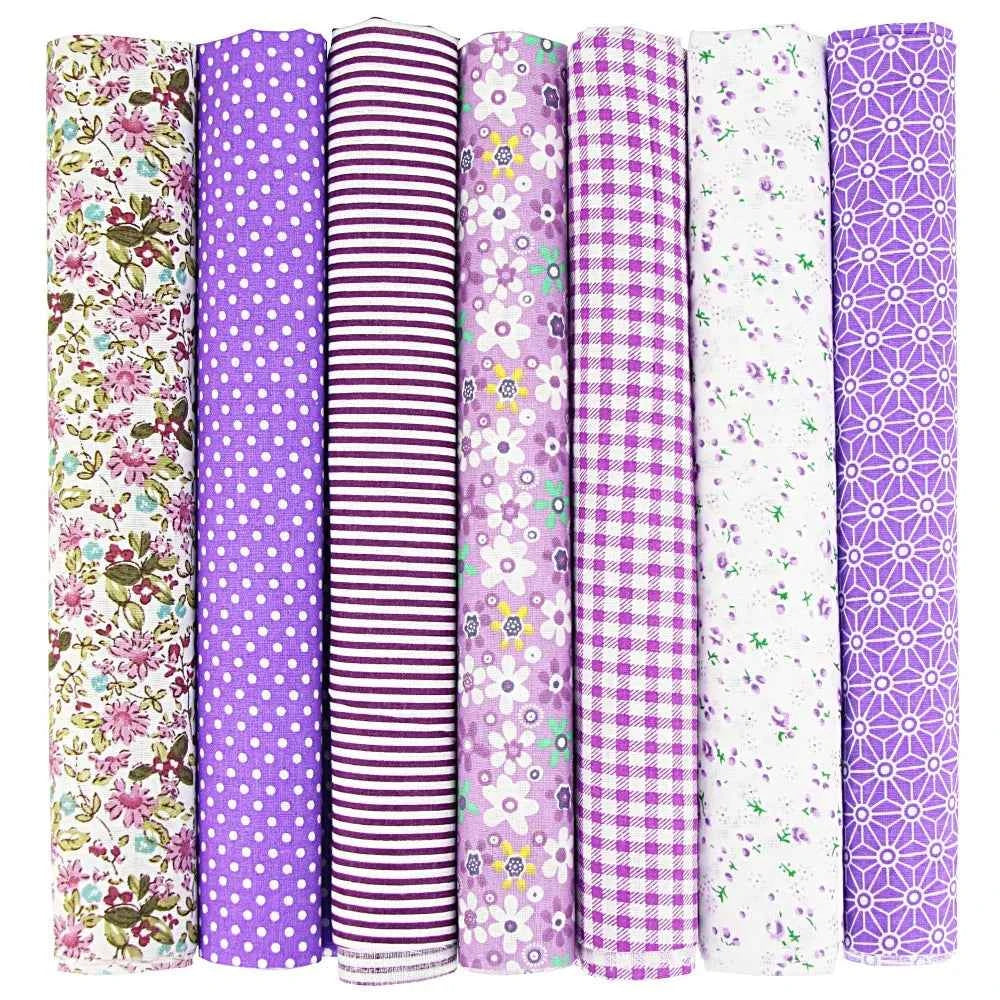 7-Pack Cotton Fabric Squares - Fat Quarters/Charm Packs for Quilting & Patchwork