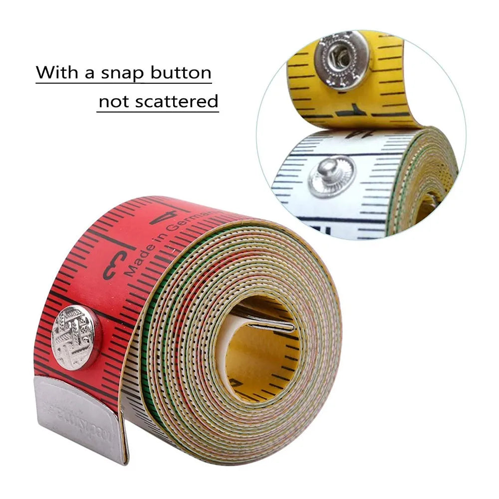 Measuring Tape for Tailor's & Dressmakers - Soft Tape with Snap Fasten