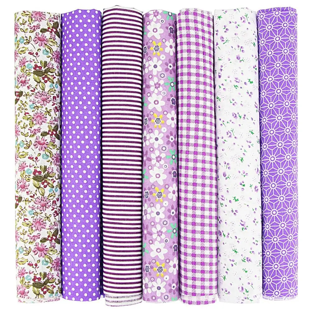 7-Pack Cotton Fabric Squares - Fat Quarters/Charm Packs for Quilting & Patchwork