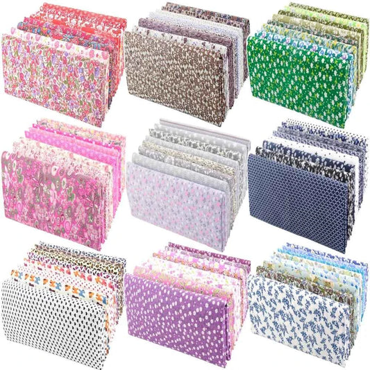8-Pack Multicolor Cotton Fabric Squares - Printed Charm Packs for Quilting & Patchwork