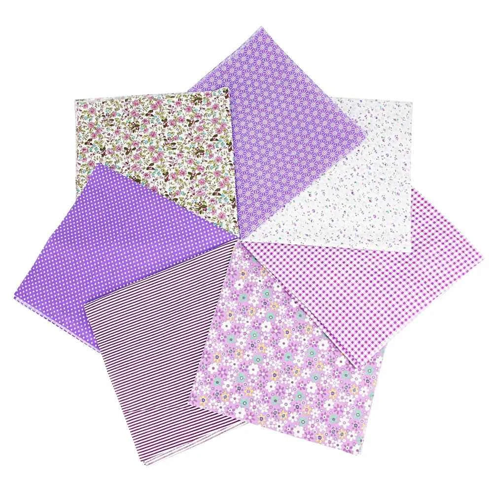 7-Pack Cotton Fabric Squares - Fat Quarters/Charm Packs for Quilting & Patchwork