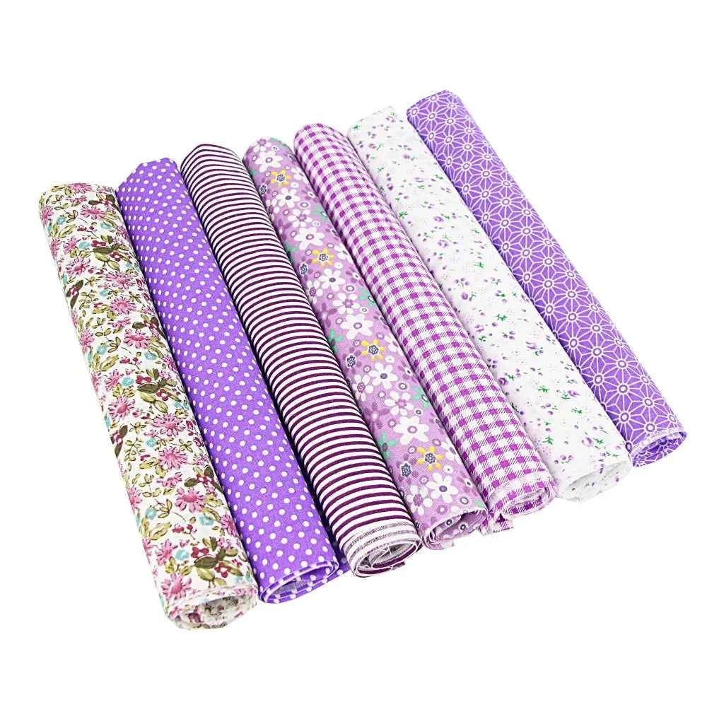 7-Pack Cotton Fabric Squares - Fat Quarters/Charm Packs for Quilting & Patchwork