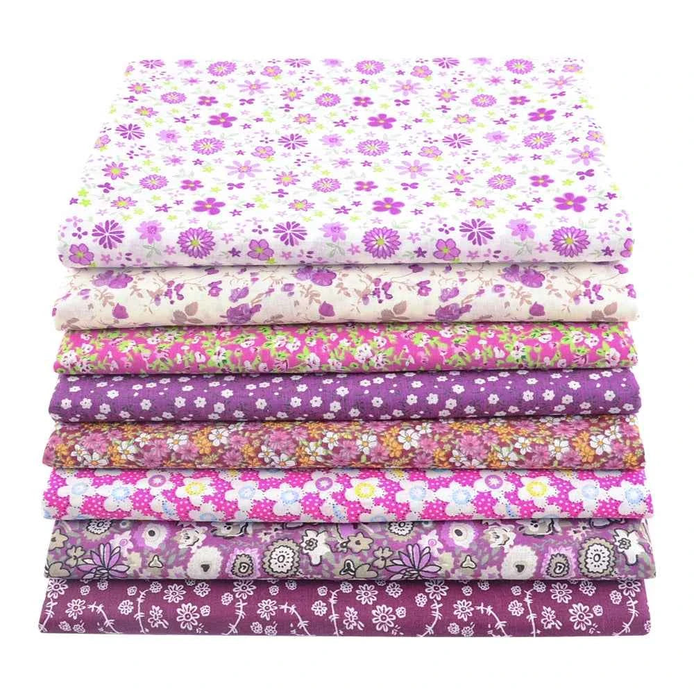 8-Pack Multicolor Cotton Fabric Squares - Printed Charm Packs for Quilting & Patchwork