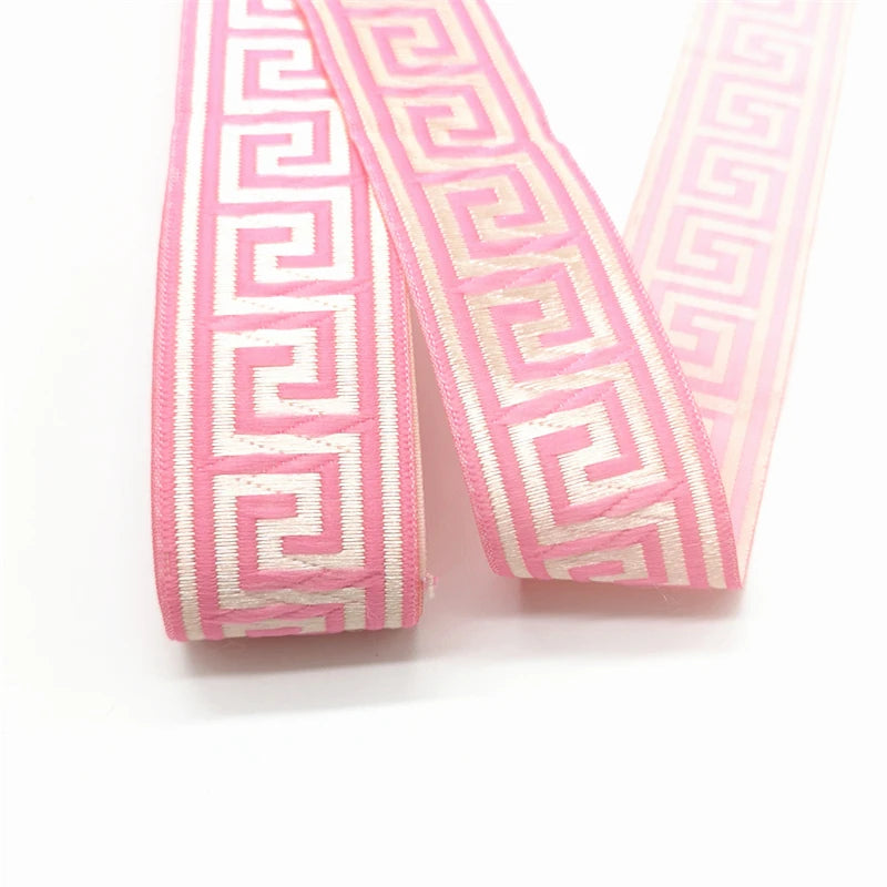 3 Yards Ethnic Embroidery Lace Trim - 35mm Vintage Boho Jacquard Ribbon for Clothing & Bags