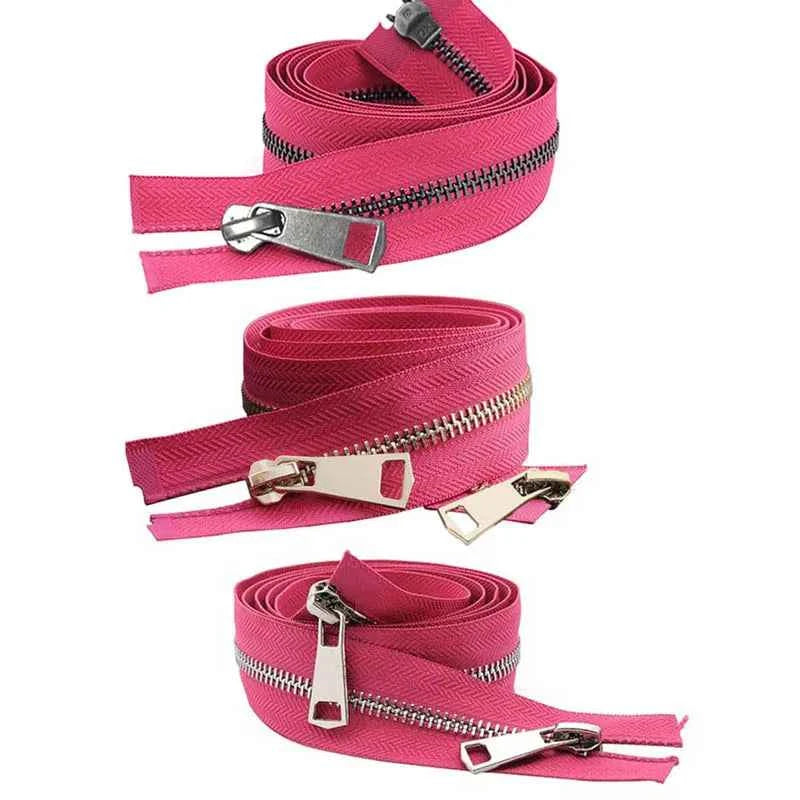 5# Open-End Metal Zippers with Double Sliders - 20-80cm Colorful Zippers for Jackets & Bags