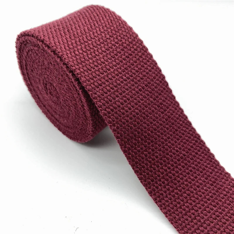 Cotton Webbing Strap 2 Yards - Multiple Widths (25mm-38mm) for Bags, Belts & DIY Crafts