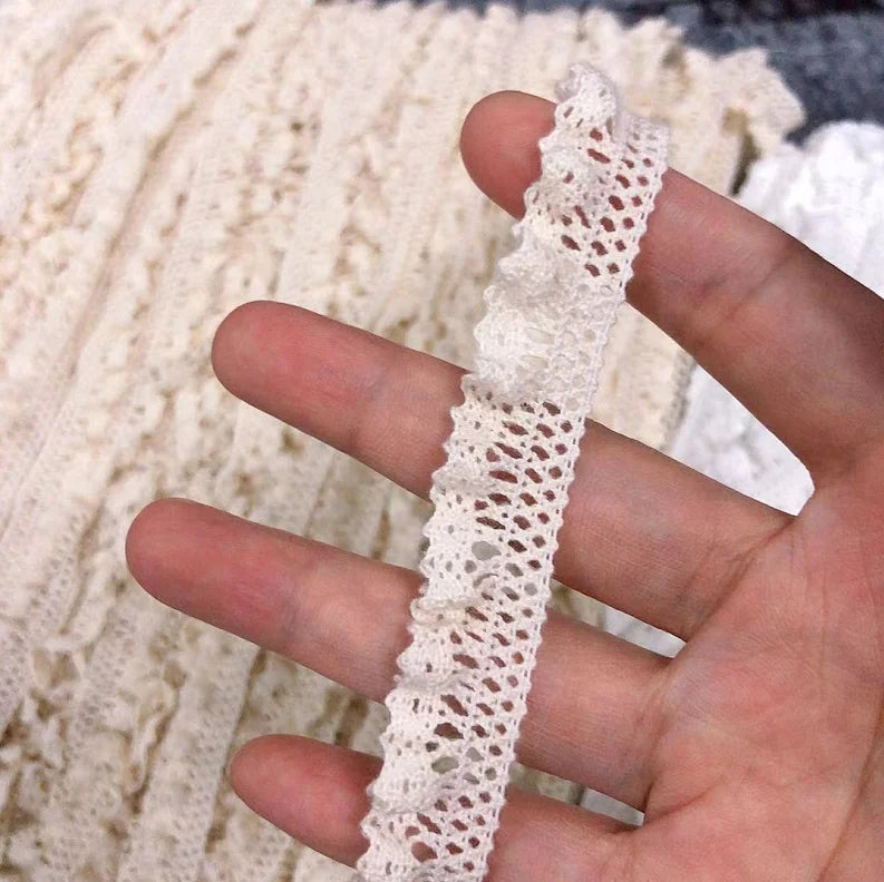 10 Meters Cotton Elastic Lace Trim 16mm - Stretchy Lace for Lingerie & Garments