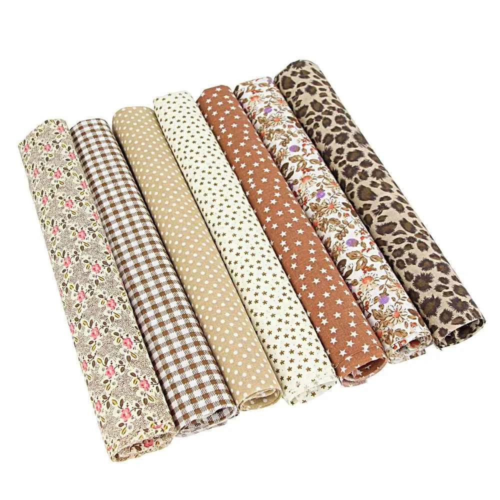 7-Pack Cotton Fabric Squares - Fat Quarters/Charm Packs for Quilting & Patchwork