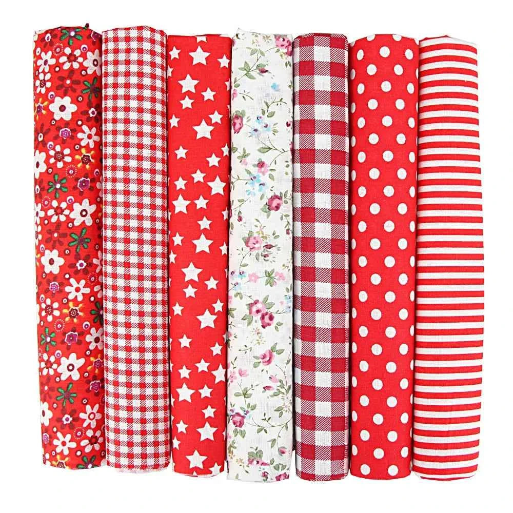 7-Pack Cotton Fabric Squares - Fat Quarters/Charm Packs for Quilting & Patchwork