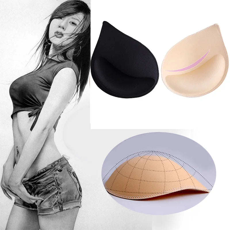 4-Pack Soft Sponge Bra Pads - Removable Push-Up Inserts for Bras, Bikinis & Swimsuits