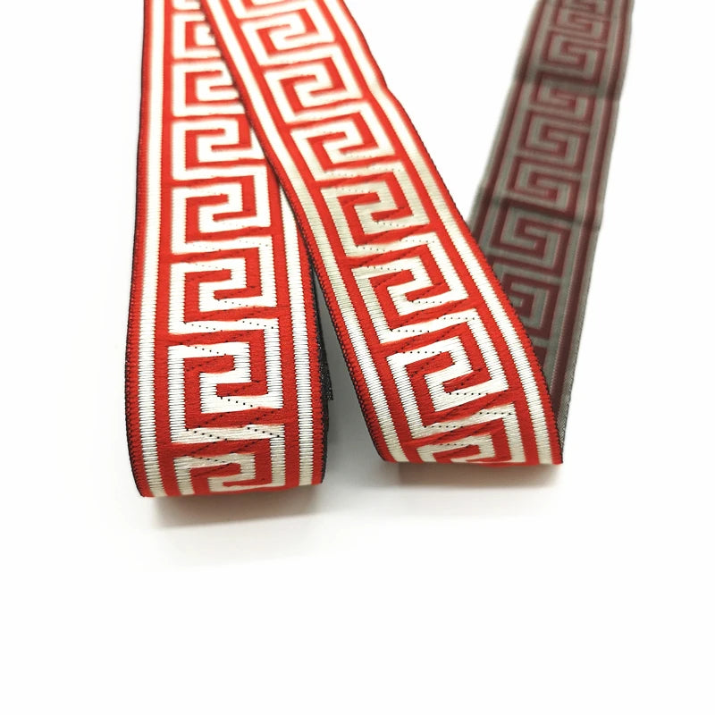 3 Yards Ethnic Embroidery Lace Trim - 35mm Vintage Boho Jacquard Ribbon for Clothing & Bags