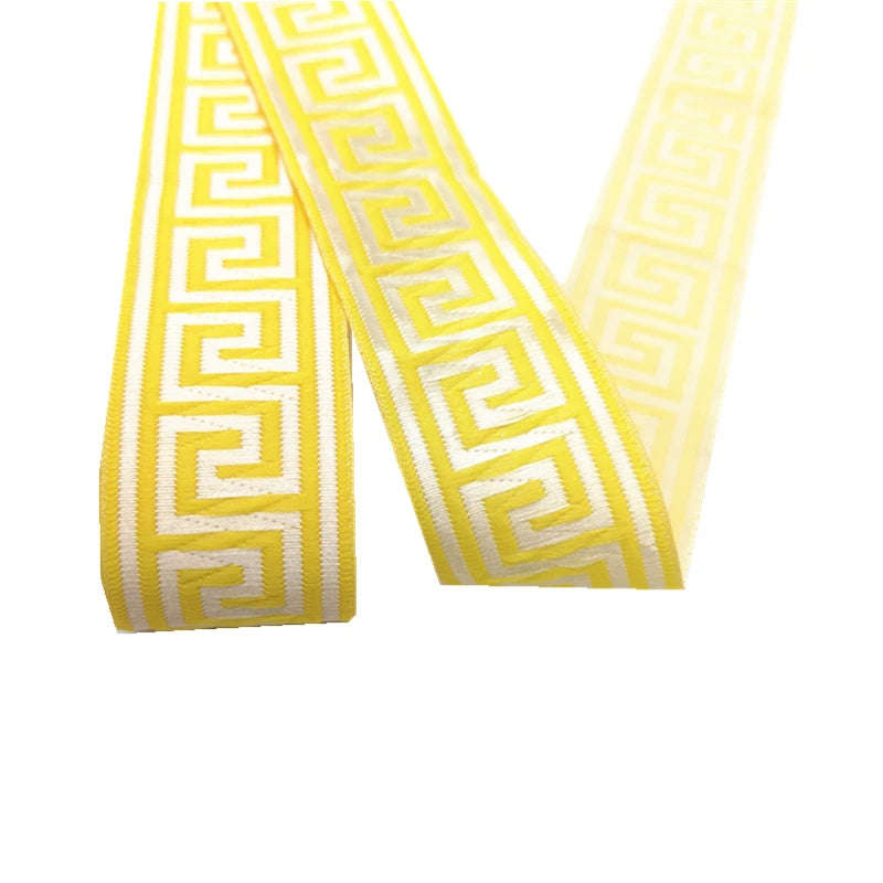 3 Yards Ethnic Embroidery Lace Trim - 35mm Vintage Boho Jacquard Ribbon for Clothing & Bags