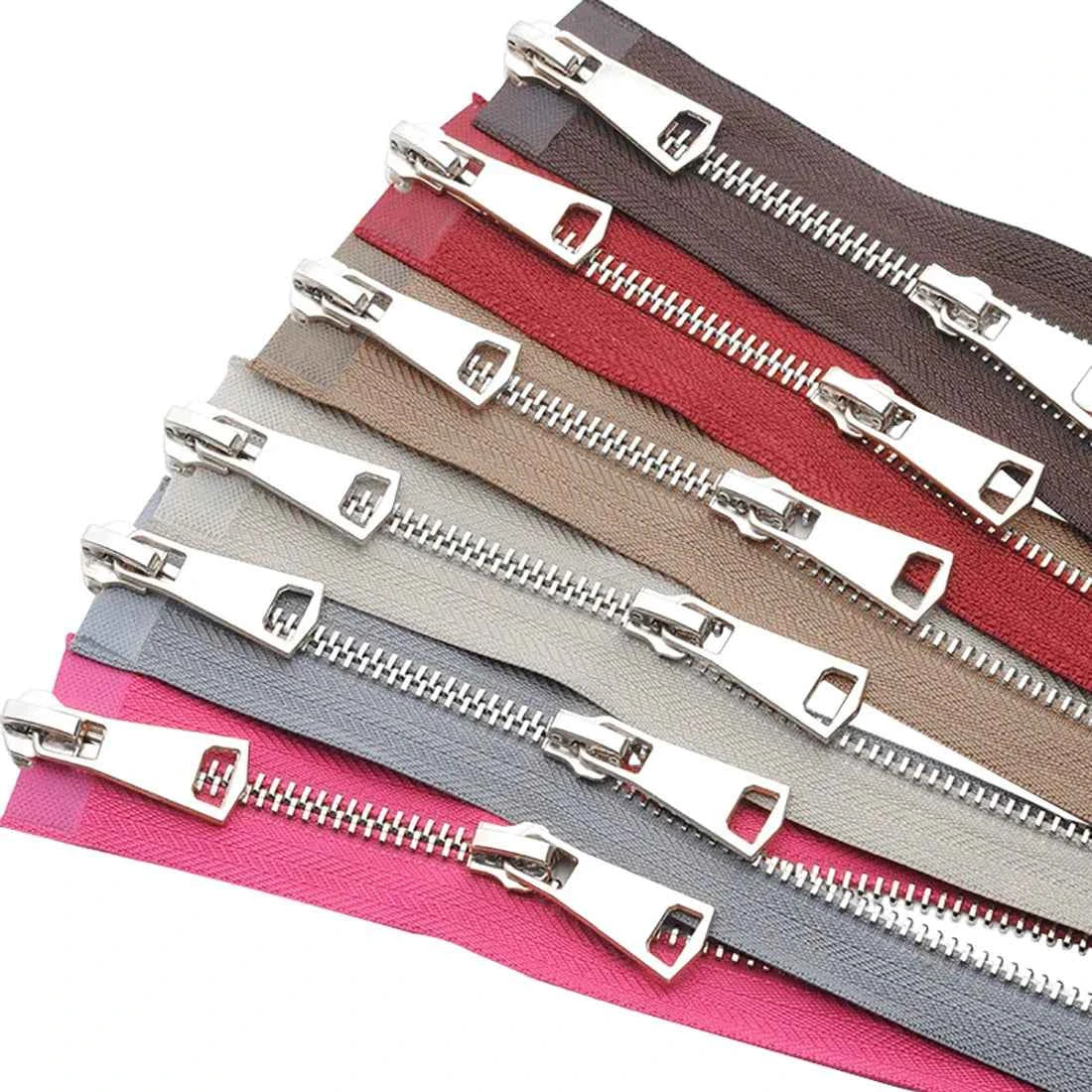 5# Open-End Metal Zippers with Double Sliders - 20-80cm Colorful Zippers for Jackets & Bags