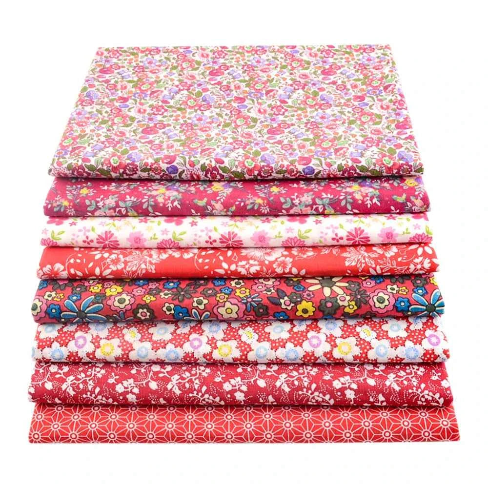 8-Pack Multicolor Cotton Fabric Squares - Printed Charm Packs for Quilting & Patchwork