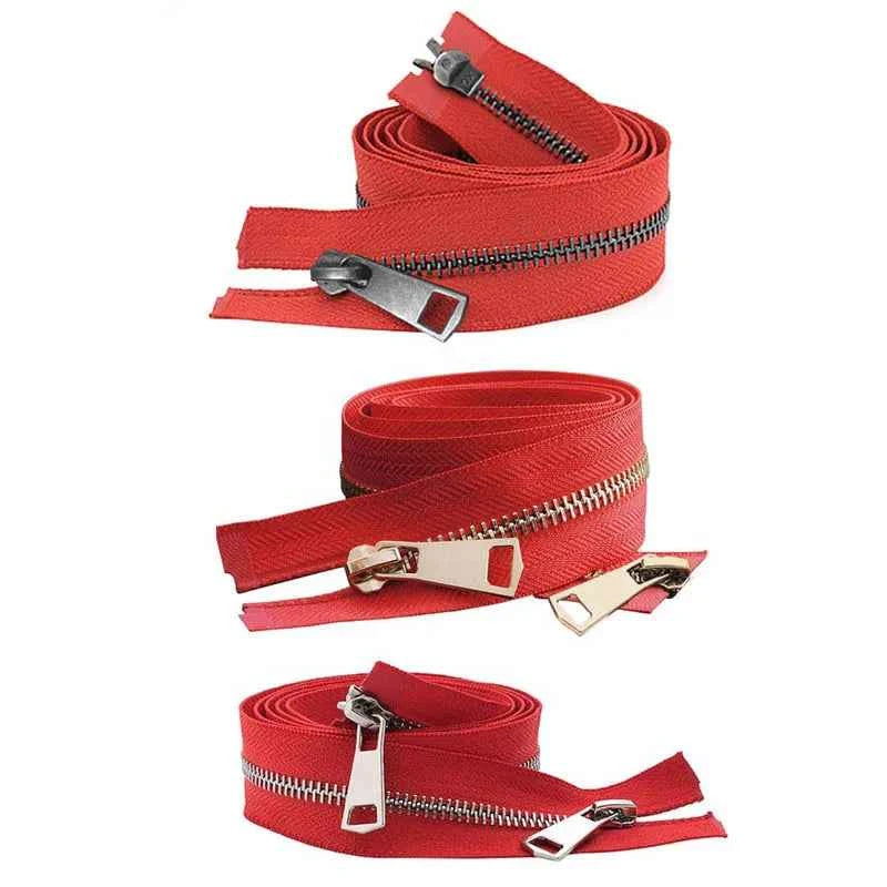 5# Open-End Metal Zippers with Double Sliders - 20-80cm Colorful Zippers for Jackets & Bags