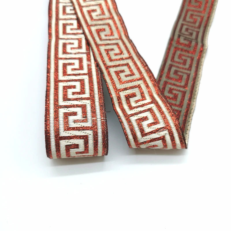 3 Yards Ethnic Embroidery Lace Trim - 35mm Vintage Boho Jacquard Ribbon for Clothing & Bags