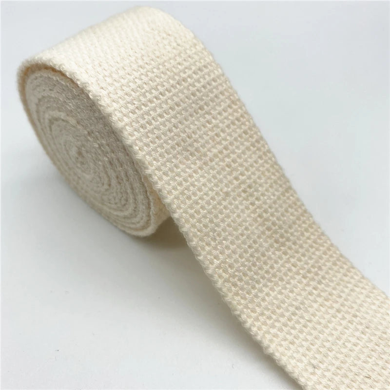 Cotton Webbing Strap 2 Yards - Multiple Widths (25mm-38mm) for Bags, Belts & DIY Crafts